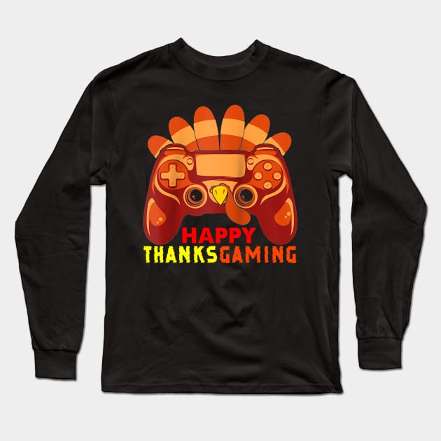 Funny Video Game Console Turkey Thanksgiving Gamers Gaming Long Sleeve T-Shirt by Spit in my face PODCAST